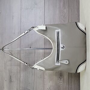 Coach Laura Hobo Gray /White Pebble Leather Shoulder Bag